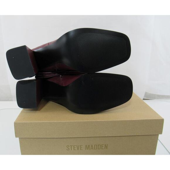 Steve Madden Livah Size 8.5 Knee High Block Heel Dress Boots Zip Burgundy - Picture 7 of 8